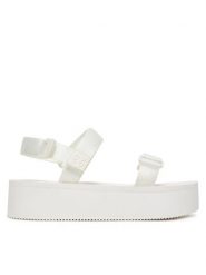 HUGO Sandały Zaralyn 50542082 Biały. Białe sandały damskie Hugo, bez wzorów, z materiału, bez obcasa, na koturnie, bez zapięcia. Za 439.99 zł.