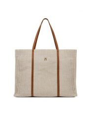 Tommy Hilfiger Torebka Th Premium Beach Le Tote AW0AW17418 Beżowy. Brązowe shopperki damskie Tommy Hilfiger, bez wzorów, z materiału, bez dodatków. Za 389.99 zł.