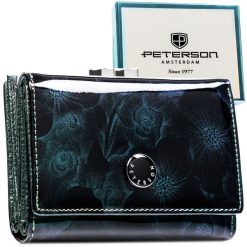 Portfel damski Peterson PTN PS15-09-FDS zielony. Zielone portfele damskie Peterson, ze skóry. Za 104.99 zł.