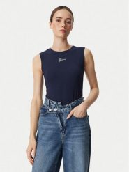 Guess Top W6YP17 K3881 Granatowy Regular Fit. Niebieskie topy damskie Guess, s, z aplikacjami, bez kołnierzyka, bez ramiączek. Za 174.99 zł.