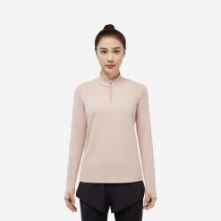 Bluza do biegania damska Kiprun Run 100 Warm. Czerwone bluzy damskie KALENJI, xs, bez wzorów, z dzianiny, sportowe, bez ramiączek, bez kaptura. Za 59.99 zł.