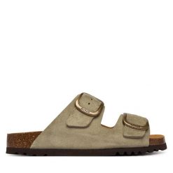 Klapki Scholl. Zielone klapki damskie Scholl, bez wzorów, bez obcasa, bez zapięcia. Za 379.99 zł.