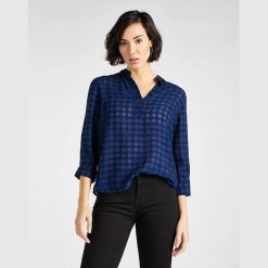LEE ESSENTIAL BLOUSE DAMSKA BLUZKA W KRATĘ DARK NAVY L45VHTNM 112110614. Niebieskie bluzki damskie Lee, l, bez wzorów, bez kołnierzyka, bez ramiączek. Za 129.99 zł.