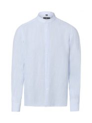 Nils Sundström Lniana koszula w stylu casual Mężczyźni Slim Fit len niebieski|biały, XL. Białe koszule męskie Nils Sundström, m, bez wzorów, ze lnu, casualowe, bez kołnierzyka, bez ramiączek. Za 229.95 zł.