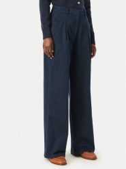 Tommy Jeans Spodnie materiałowe DW0DW21698 Granatowy Wide Leg. Niebieskie spodnie materiałowe damskie Tommy Jeans, bez wzorów, z bawełny. Za 369.99 zł.
