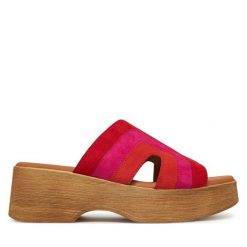 Klapki Gabor. Czerwone klapki damskie Gabor, bez wzorów, bez obcasa, bez zapięcia. Za 399.99 zł.