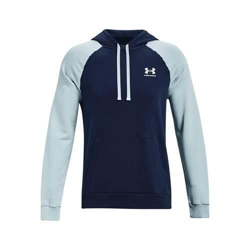 Bluzy sportowa męska Under Armour Rival Fleece Color Blockhoodie. Niebieskie bluzy sportowe męskie Under Armour, m, bez wzorów, z kapturem, na fitness i siłownię. Za 339.99 zł.