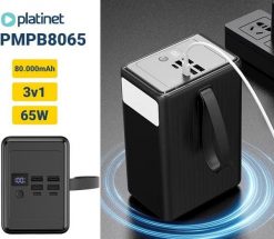 PLATINET POWER BANK 80000 mAh 65W PD FLASHLIGHT USB-C 1M CABLE [46312]. Powerbanki Platinet. Za 183.45 zł.