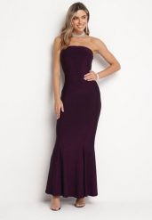 Ciemnofioletowa Sukienka Maxi Bez Ramiączek Zdobiona Metaliczną Nicią Bergena. Fioletowe sukienki damskie Born2be, na imprezę, l, z aplikacjami, eleganckie, bez kołnierzyka, bez ramiączek, maxi. Za 159.99 zł.