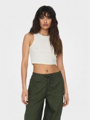 ONLY Top Vilma 15282771 Biały Slim Fit. Białe topy damskie ONLY, l, bez wzorów, z bawełny, bez kołnierzyka, bez ramiączek. Za 39.99 zł.