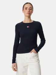 Tommy Jeans Bluzka DW0DW20178 Granatowy Slim Fit. Niebieskie bluzki damskie Tommy Jeans, l, bez wzorów, z bawełny, bez kołnierzyka, bez ramiączek. Za 189.99 zł.