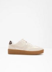 Sneakersy na platformie w stylu retro. Czerwone obuwie sportowe damskie bonprix, bez wzorów, bez zapięcia. Za 147.99 zł.