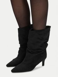 DeeZee Botki CEO-WS25319-02 Czarny. Czarne botki damskie DeeZee, bez wzorów, z materiału, bez obcasa, na słupku, bez zapięcia. Za 199.99 zł.