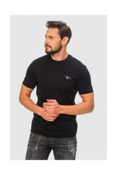 EMPORIO ARMANI Czarny t-shirt męski z wymienną aplikacją. Czarne t-shirty męskie Emporio Armani, m, z aplikacjami, prążkowane, bez kołnierzyka, bez ramiączek. W wyprzedaży za 299.99 zł.
