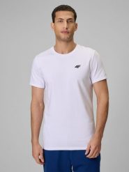 4F T-shirt slim gładki męski - biały M. Białe t-shirty męskie 4F, m, bez wzorów, z bawełny, bez kołnierzyka, bez ramiączek. Za 59.99 zł.