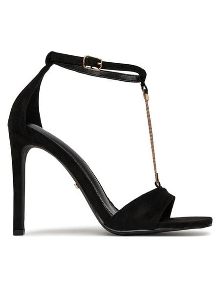 DeeZee Sandały LB0412-1 Czarny. Czarne sandały damskie DeeZee, bez wzorów, ze skóry, bez obcasa, na szpilce, bez zapięcia. Za 139.99 zł.