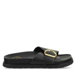 Klapki Gant. Czarne klapki damskie GANT, bez wzorów, bez obcasa, bez zapięcia. Za 279.99 zł.