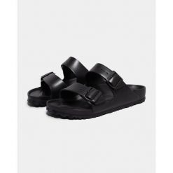 Klapki damskie Birkenstock Arizona W Eva. Czarne klapki damskie Birkenstock, bez wzorów, z materiału, bez obcasa, bez zapięcia. Za 321.00 zł.