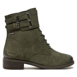 Botki Josef Seibel. Zielone botki damskie Josef Seibel, bez wzorów, bez obcasa, na płaskiej podeszwie, bez zapięcia. Za 489.99 zł.