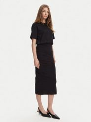 Marella Sukienka codzienna Ileana 2513621014 Czarny Slim Fit. Czarne sukienki damskie Marella, na co dzień, m, bez wzorów, z bawełny, bez kołnierzyka, bez ramiączek, proste. Za 539.99 zł.