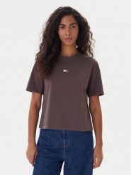 Tommy Jeans T-Shirt Badge DW0DW22202 Brązowy Boxy Fit. Brązowe t-shirty damskie Tommy Jeans, s, bez wzorów, z bawełny, bez kołnierzyka, bez ramiączek. Za 149.99 zł.