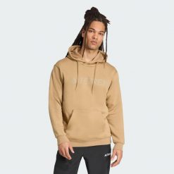 Bluza z kapturem Terrex Multi Large Logo. Brązowe bluzy męskie Adidas, m, bez wzorów, z materiału, sportowe, bez ramiączek, z kapturem. W wyprzedaży za 194.35 zł.