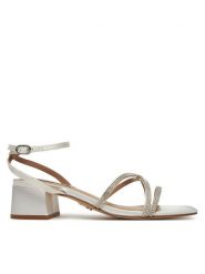Steve Madden Sandały Gabby SM11003037 Biały. Białe sandały damskie Steve Madden, bez wzorów, z materiału, bez obcasa, na słupku, bez zapięcia. W wyprzedaży za 499.99 zł.