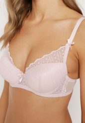 Różowy Biustonosz Push Up Ozdobiony Koronką i Cyrkoniami Verikellia. Czerwone biustonosze Renee, bez wzorów, z koronki. Za 34.99 zł.