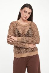 Sweter damski ażurowy lniany Onirica WEEKEND MAX MARA. Swetry nierozpinane damskie Weekend Max Mara, m, w ażurowe wzory, ze lnu, bez kołnierzyka, bez ramiączek. Za 1,209.00 zł.