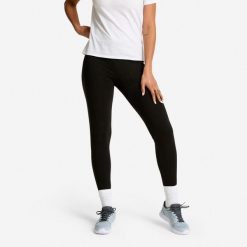 Legginsy fitness damskie Domyos slim. Czarne legginsy damskie DOMYOS, bez wzorów, z bawełny. Za 29.99 zł.