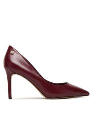 Tommy Hilfiger Szpilki Essential Pointed Pump FW0FW09362 Bordowy. Czerwone szpilki damskie Tommy Hilfiger, bez wzorów, ze skóry, bez obcasa, na szpilce, bez zapięcia. Za 569.99 zł.