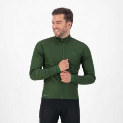 Kurtka rowerowa męska Rogelli Essential. Zielone kurtki sportowe męskie Rogelli, m, bez wzorów, z gumy, bez kaptura, do biegania. Za 436.25 zł.