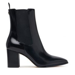 Botki LAUREN RALPH LAUREN. Czarne botki damskie Lauren Ralph Lauren, bez wzorów, bez obcasa, na słupku, bez zapięcia. Za 1,199.00 zł.