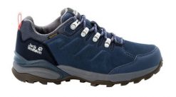 Buty trekkingowe damskie Jack Wolfskin Refugio Texapore Low. Niebieskie obuwie trekkingowe damskie Jack Wolfskin, z gumy, bez zapięcia. Za 379.99 zł.