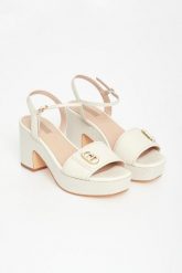 Sandały damskie skórzane na słupku LIU JO. Sandały damskie Liu Jo, bez wzorów, bez obcasa, na słupku, bez zapięcia. Za 559.00 zł.