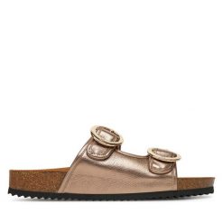 Klapki Caprice. Brązowe klapki damskie Caprice, bez wzorów, bez obcasa, bez zapięcia. Za 229.99 zł.