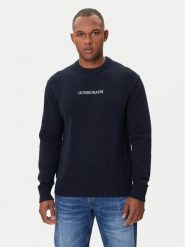 Guess Jeans Sweter M4BR31 Z3HM1 Granatowy Regular Fit. Niebieskie swetry męskie Guess Jeans, l, z aplikacjami, z bawełny, bez kołnierzyka, bez ramiączek. Za 299.99 zł.