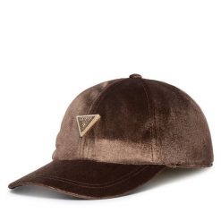 Czapka z daszkiem Guess. Brązowe czapki damskie Guess, z aplikacjami. Za 154.99 zł.