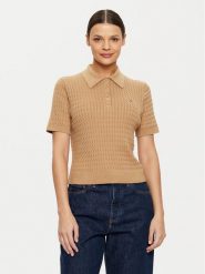 Tommy Hilfiger Sweter WW0WW43957 Beżowy Regular Fit. Brązowe swetry nierozpinane damskie Tommy Hilfiger, l, bez wzorów, z bawełny, bez kołnierzyka, bez ramiączek. Za 319.99 zł.
