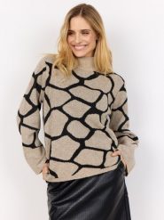 Soyaconcept® sweter z dzianiny z wełną - SC-Ancona Kobiety Sztuczne włókno brązowy|czarny, M. Brązowe swetry nierozpinane damskie m, bez wzorów, z dzianiny, bez kołnierzyka, bez ramiączek. Za 179.95 zł.