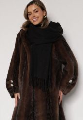 Czarny Klasyczny Szalik Zdobiony Frędzlami Vetilana. Czarne szaliki damskie Born2be, z aplikacjami, z jeansu. Za 44.99 zł.