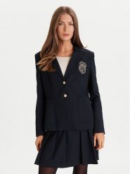 Morgan Marynarka 252-VLOUI.F Granatowy Regular Fit. Niebieskie marynarki i żakiety damskie Morgan, bez wzorów, z syntetyku, bez kołnierzyka, bez ramiączek. Za 519.99 zł.
