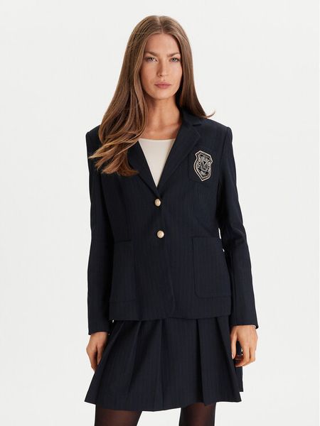 Morgan Marynarka 252-VLOUI.F Granatowy Regular Fit. Niebieskie marynarki i żakiety damskie Morgan, bez wzorów, z wiskozy, bez kołnierzyka, bez ramiączek. Za 309.99 zł.