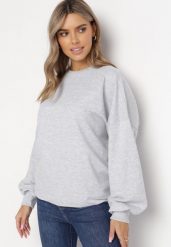 Szara Bawełniana Bluza Oversize Fanelu. Szare bluzy damskie Born2be, bez wzorów, z bawełny, casualowe, bez ramiączek, bez kaptura. Za 99.99 zł.