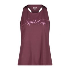 Damski tank top CMP. Fioletowe topy damskie CMP, bez wzorów, sportowe, bez kołnierzyka, bez ramiączek. W wyprzedaży za 100.80 zł.