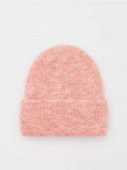 Czapka beanie z wełną - koralowy. Pomarańczowe czapki damskie Reserved, bez wzorów, z wełny. W wyprzedaży za 39.99 zł.
