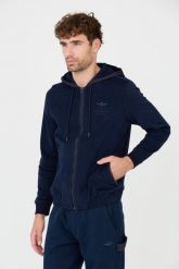 AERONAUTICA MILITARE Granatowa bluza z kapturem. Niebieskie bluzy męskie Aeronautica Militare, m, bez wzorów, z kapturem. W wyprzedaży za 609.99 zł.