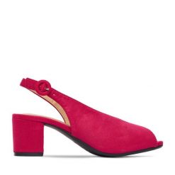 Sandały JENNY. Czerwone sandały damskie Jenny, bez wzorów, bez obcasa, na słupku, bez zapięcia. Za 99.99 zł.