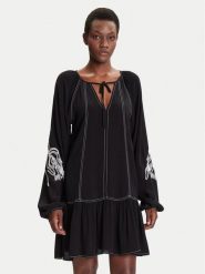 Desigual Sukienka codzienna Silvianegro 25WWVW19 Czarny Loose Fit. Czarne sukienki damskie Desigual, na co dzień, xs, bez wzorów, z wiskozy, bez kołnierzyka, bez ramiączek, proste. Za 459.99 zł.