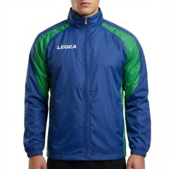 Kurtka przeciwdeszczowa Storm dla mężczyzn do biegania niebiesko-zielona. Niebieskie kurtki męskie Legea, m, bez wzorów, do biegania. Za 60.00 zł.